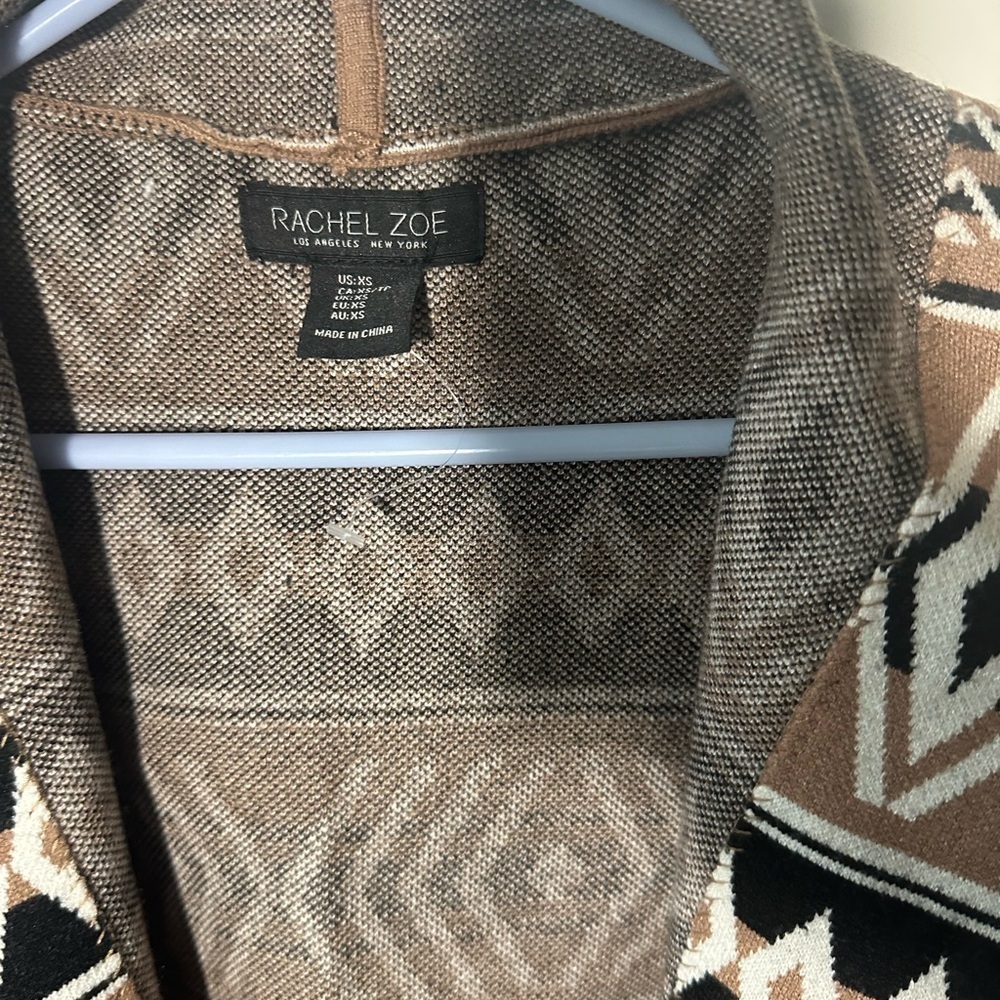 RACHEL ZOE GEOMETRIC PATTERNED CARDIGAN WITH BELT SIZE XS - Picture 8 of 9